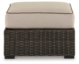 Coastline Brown Bay Outdoor Ottoman With Cushion