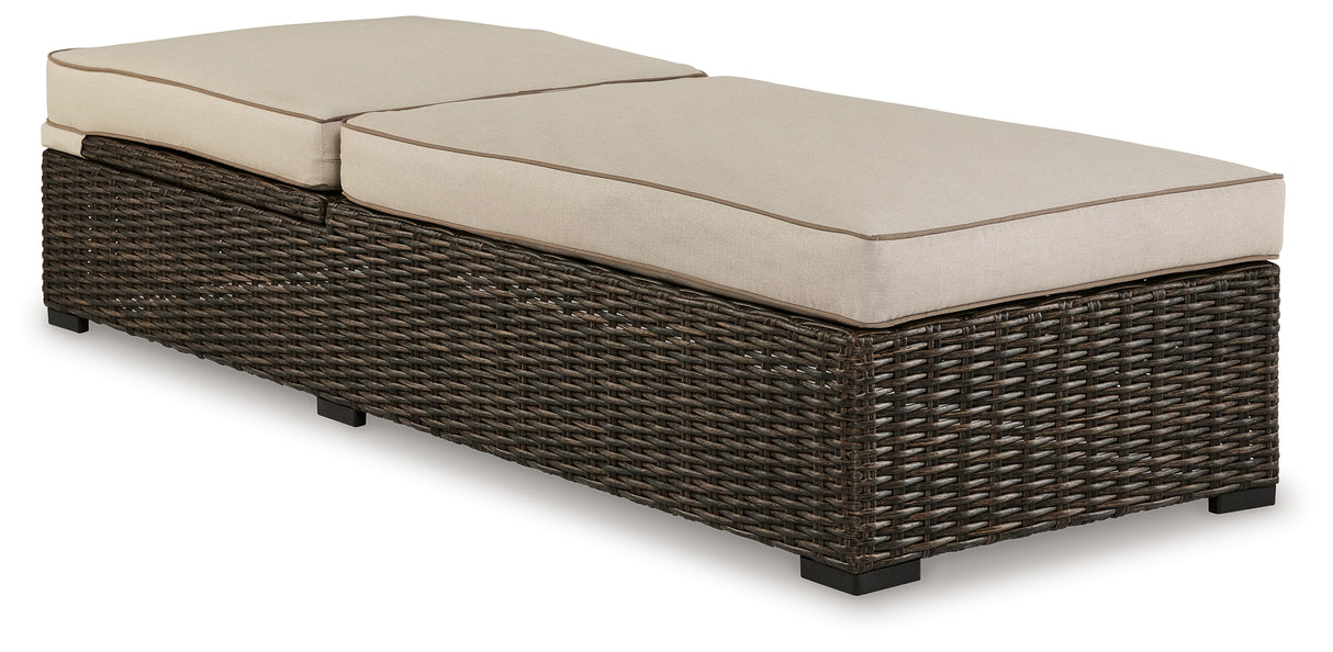 Coastline Brown Bay Outdoor Chaise Lounge With Cushion