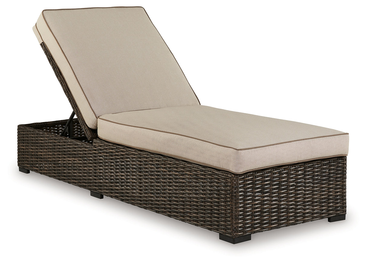 Coastline Brown Bay Outdoor Chaise Lounge With Cushion