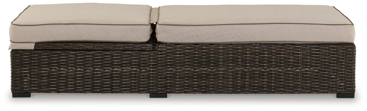 Coastline Brown Bay Outdoor Chaise Lounge With Cushion