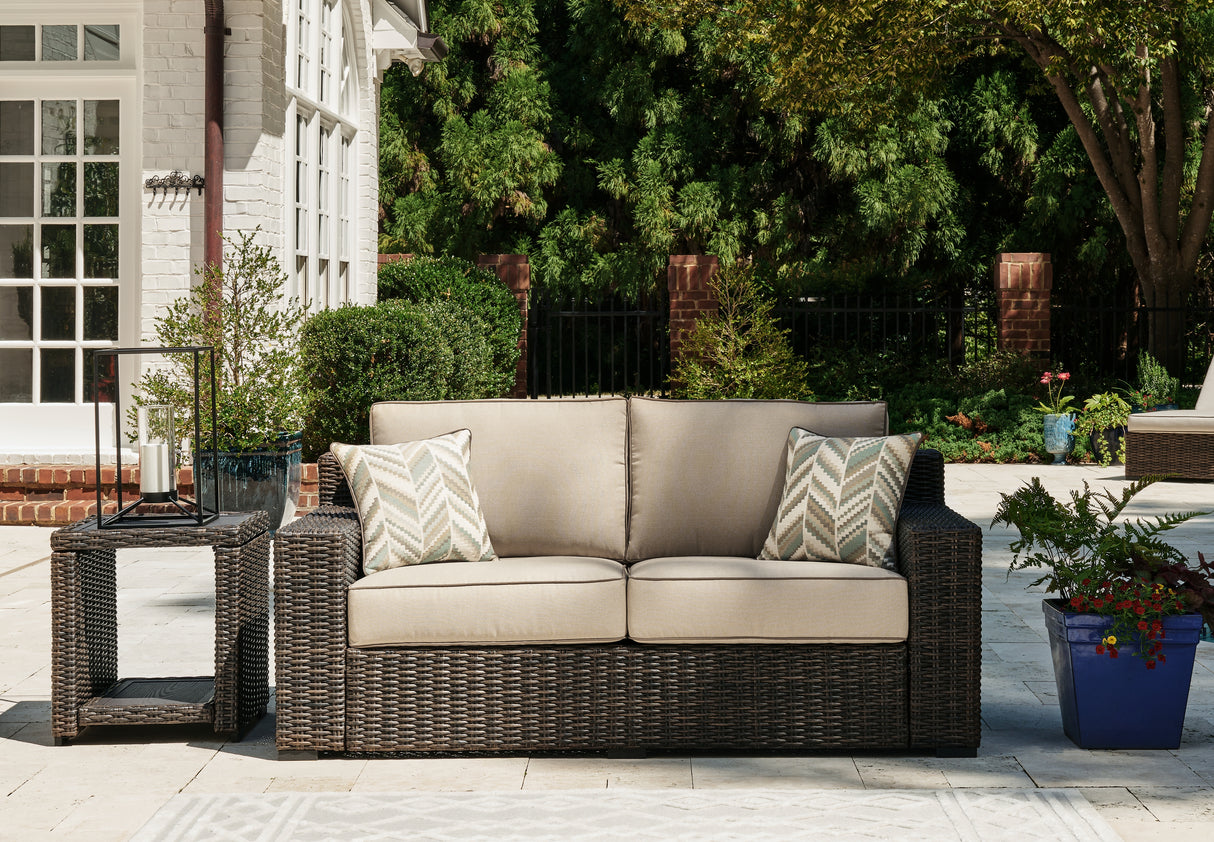 Coastline Brown Bay Outdoor Loveseat With Cushion