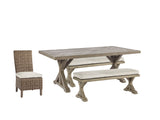 Beachcroft Outdoor Dining Table with 4 Chairs and Bench