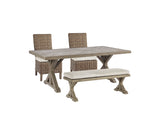 Beachcroft Outdoor Dining Table with 2 Chairs and 2 Benches