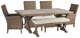 Beachcroft Outdoor Dining Table with 4 Chairs and Bench