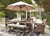 Beachcroft Outdoor Dining Table with 4 Chairs and Bench