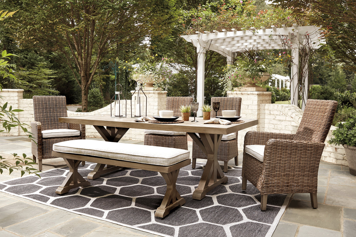 Beachcroft Outdoor Dining Table with 4 Chairs and Bench