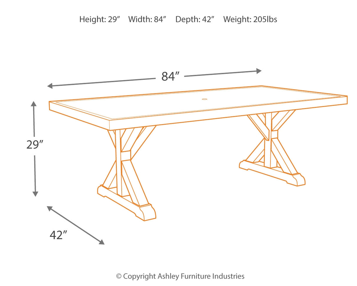 Beachcroft Beige Dining Table With Umbrella Option