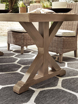 Beachcroft Beige Dining Table With Umbrella Option