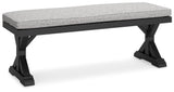 Beachcroft Black/Light Gray Outdoor Bench with Cushion