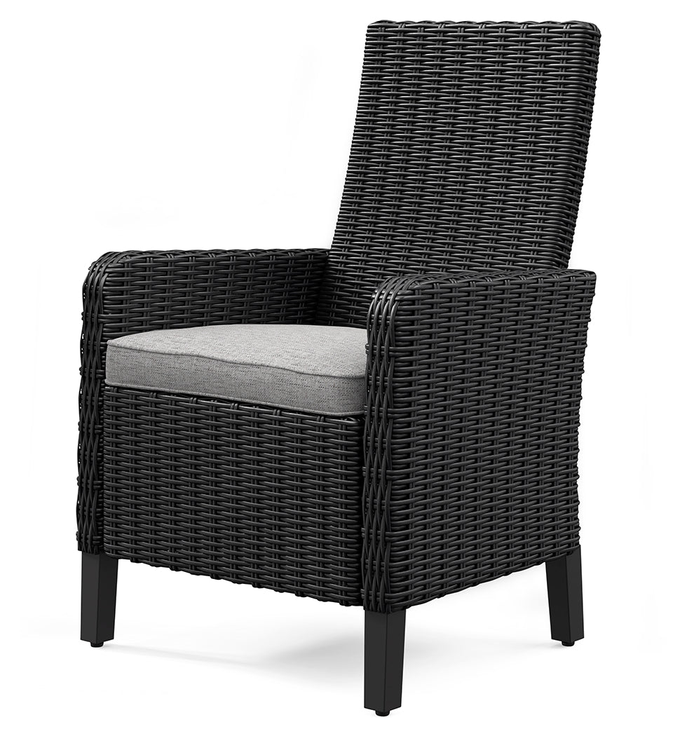 Beachcroft Black/Light Gray Outdoor Arm Chair with Cushion (Set of 2)