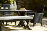 Beachcroft Black/Light Gray Outdoor Dining Table, 4 Chairs And Bench