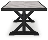 Beachcroft Black/Light Gray Outdoor Dining Table, 4 Chairs And Bench