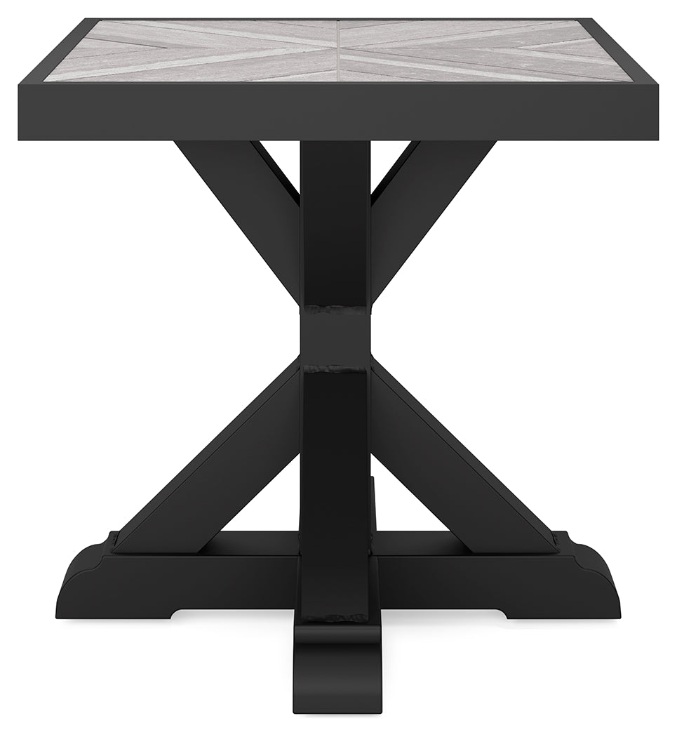 Beachcroft Black/Light Gray Outdoor End Table