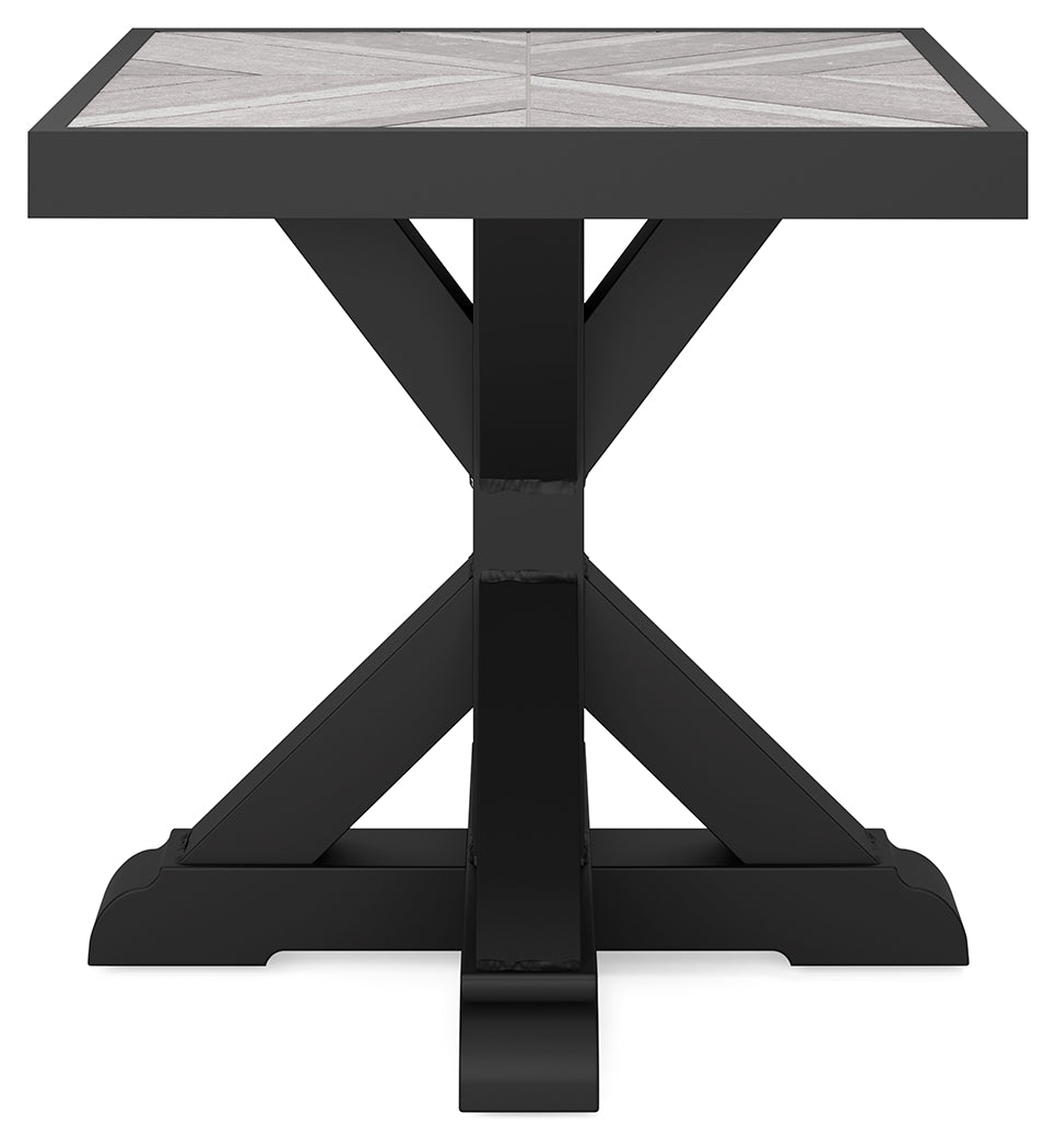 Beachcroft Black/Light Gray Outdoor End Table