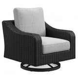 Beachcroft Black/Light Gray Outdoor Swivel Lounge with Cushion