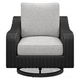 Beachcroft Black/Light Gray Outdoor Swivel Lounge with Cushion