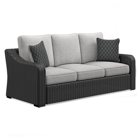 Beachcroft Black/Light Gray Outdoor Sofa with Cushion