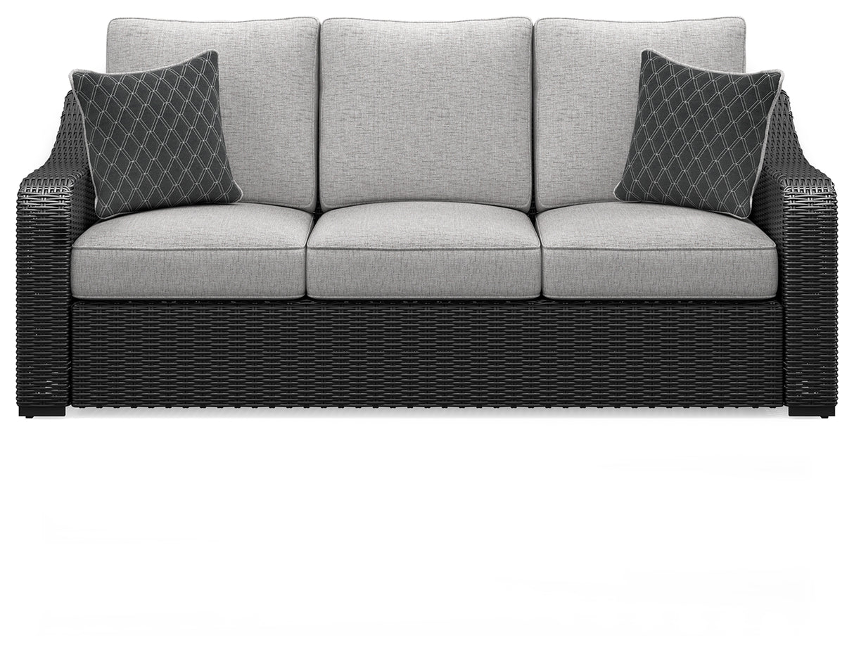 Beachcroft Black/Light Gray Outdoor Sofa with Cushion