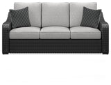 Beachcroft Black/Light Gray Outdoor Sofa with Cushion