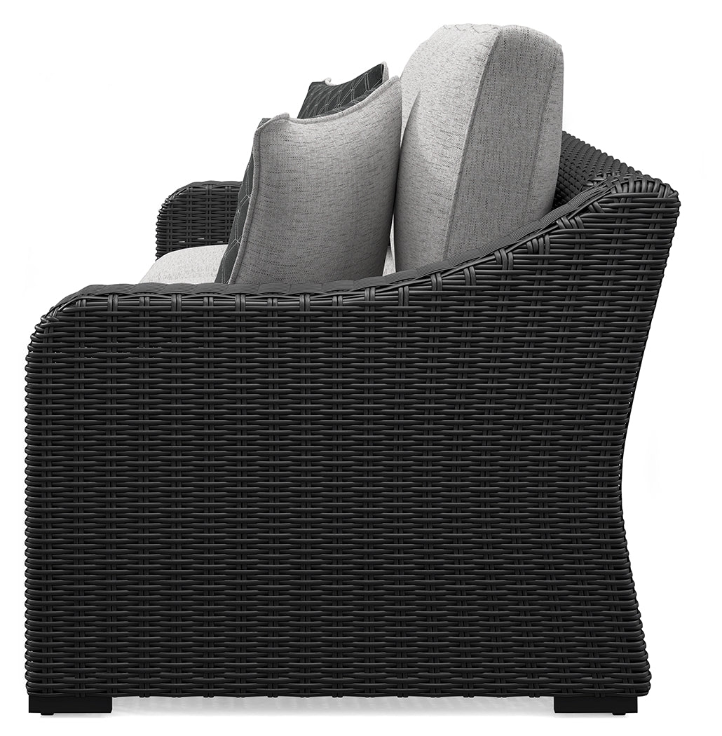 Beachcroft Black/Light Gray Outdoor Sofa with Cushion