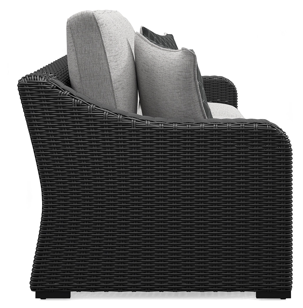 Beachcroft Black/Light Gray Outdoor Sofa with Cushion