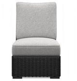 Beachcroft Black/Light Gray Outdoor Armless Chair with Cushion