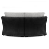 Beachcroft Black/Light Gray Outdoor Curved Corner Chair with Cushion