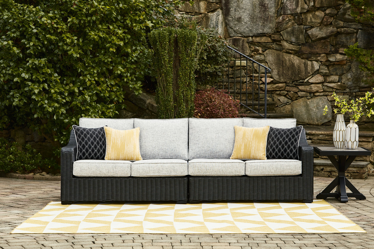 Beachcroft Black/Light Gray 2-Piece Outdoor Loveseat with Cushion