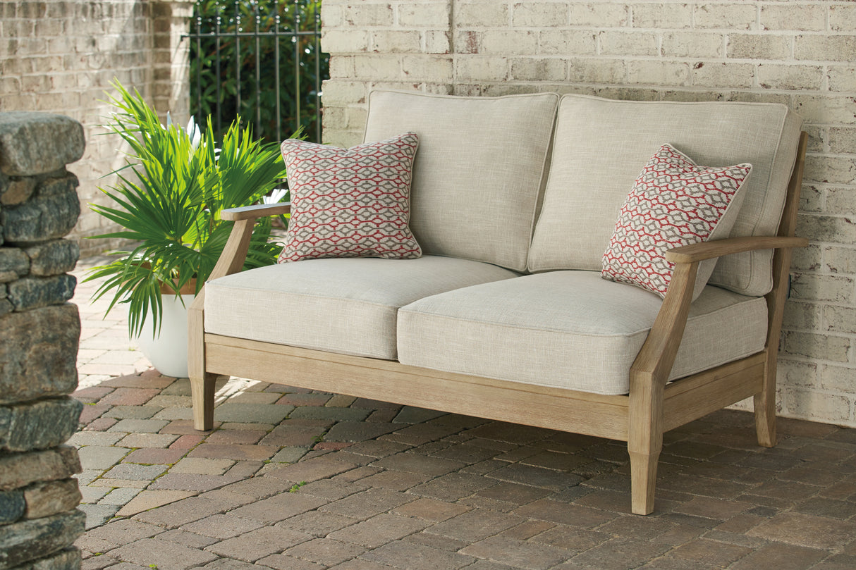 Clare Beige View Loveseat With Cushion