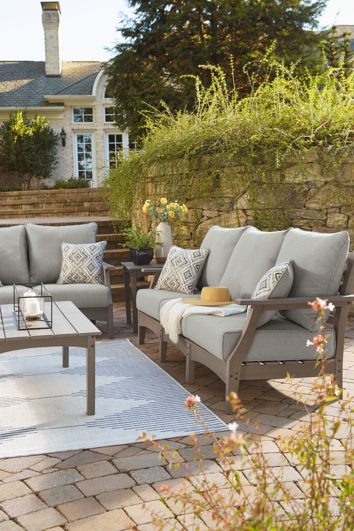 Visola Gray Outdoor Sofa With Cushion