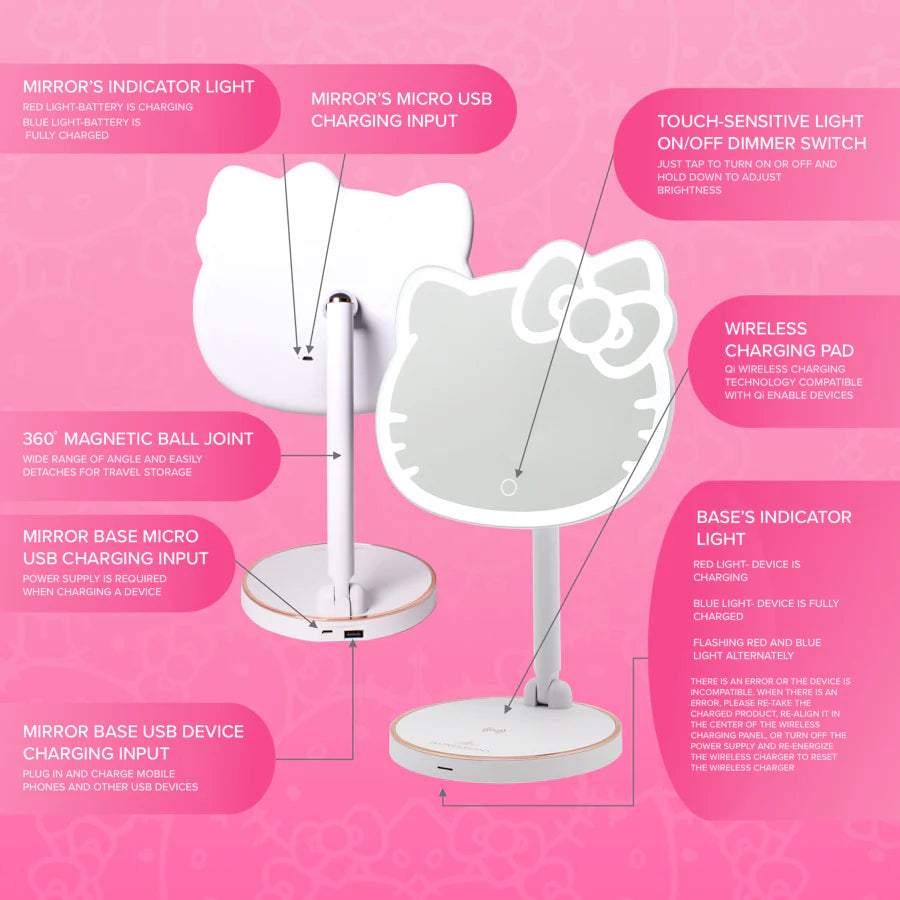 Hello Kitty LED Rechargeable Makeup Mirror