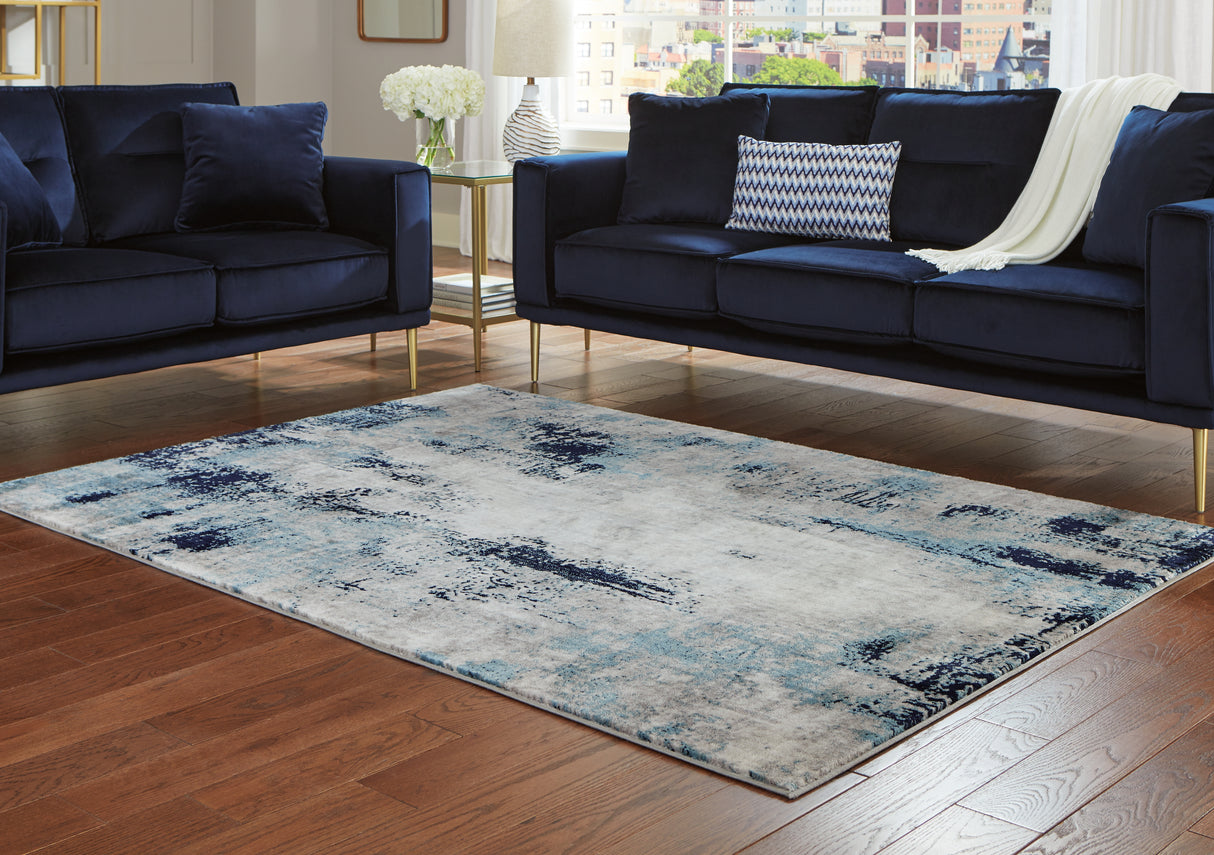 Leonelle White/Blue/Gray 7'10" X 10' Rug