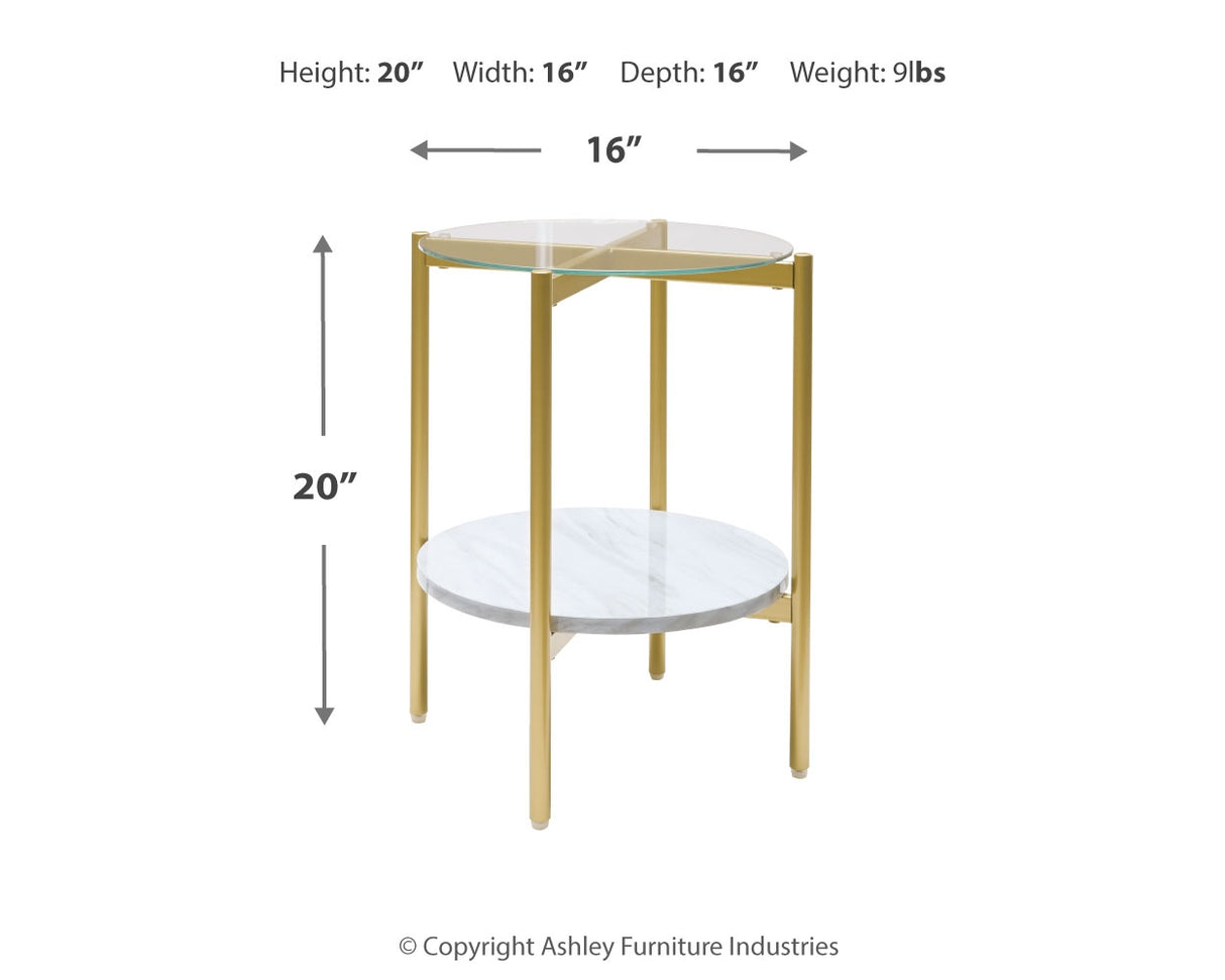 Wynora White/Gold End Table