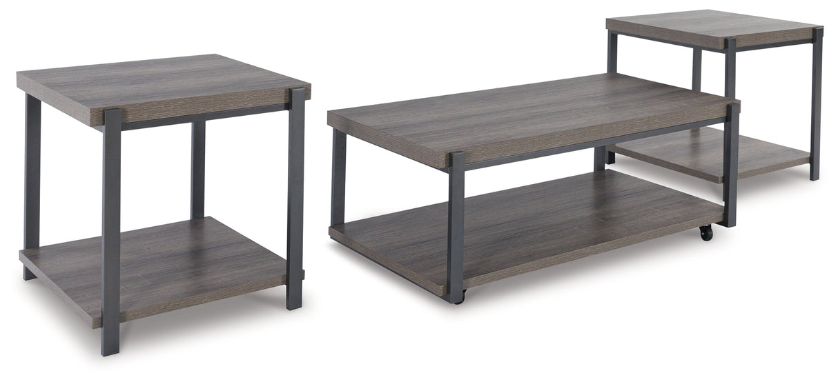 Wilmaden Gray/Black Table (Set Of 3)