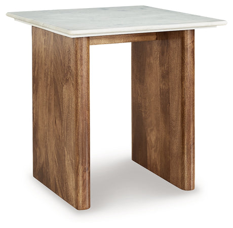 Isanti Light Brown/White End Table