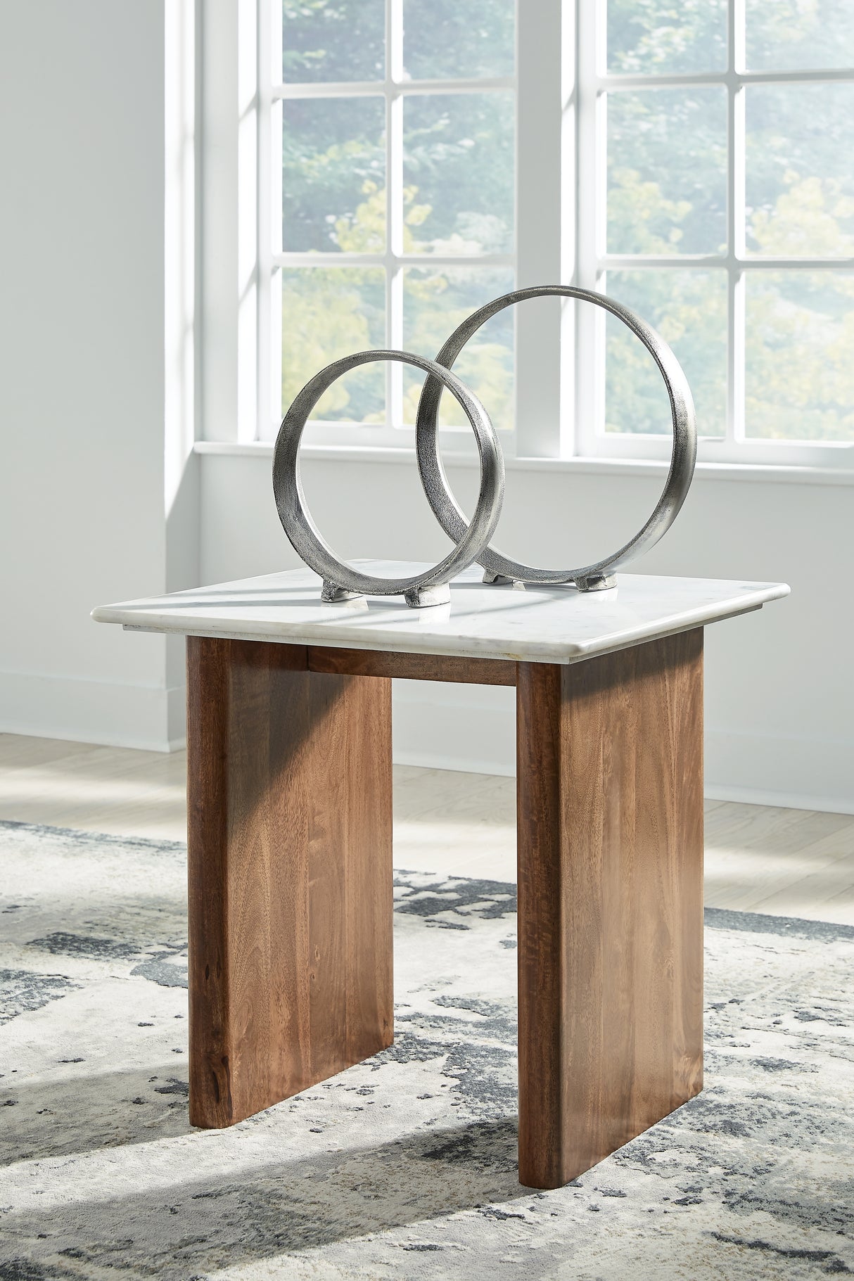 Isanti Light Brown/White End Table