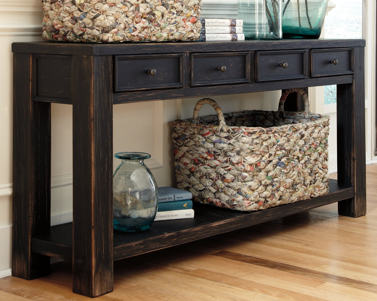 Gavelston Black Sofa/Console Table