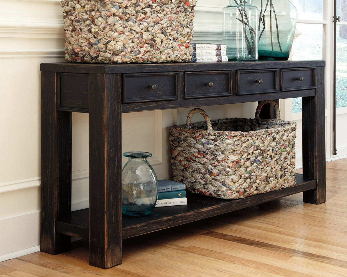 Gavelston Black Sofa/Console Table