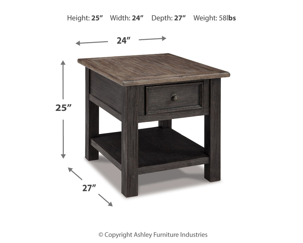 Tyler Grayish Brown/Black Creek End Table