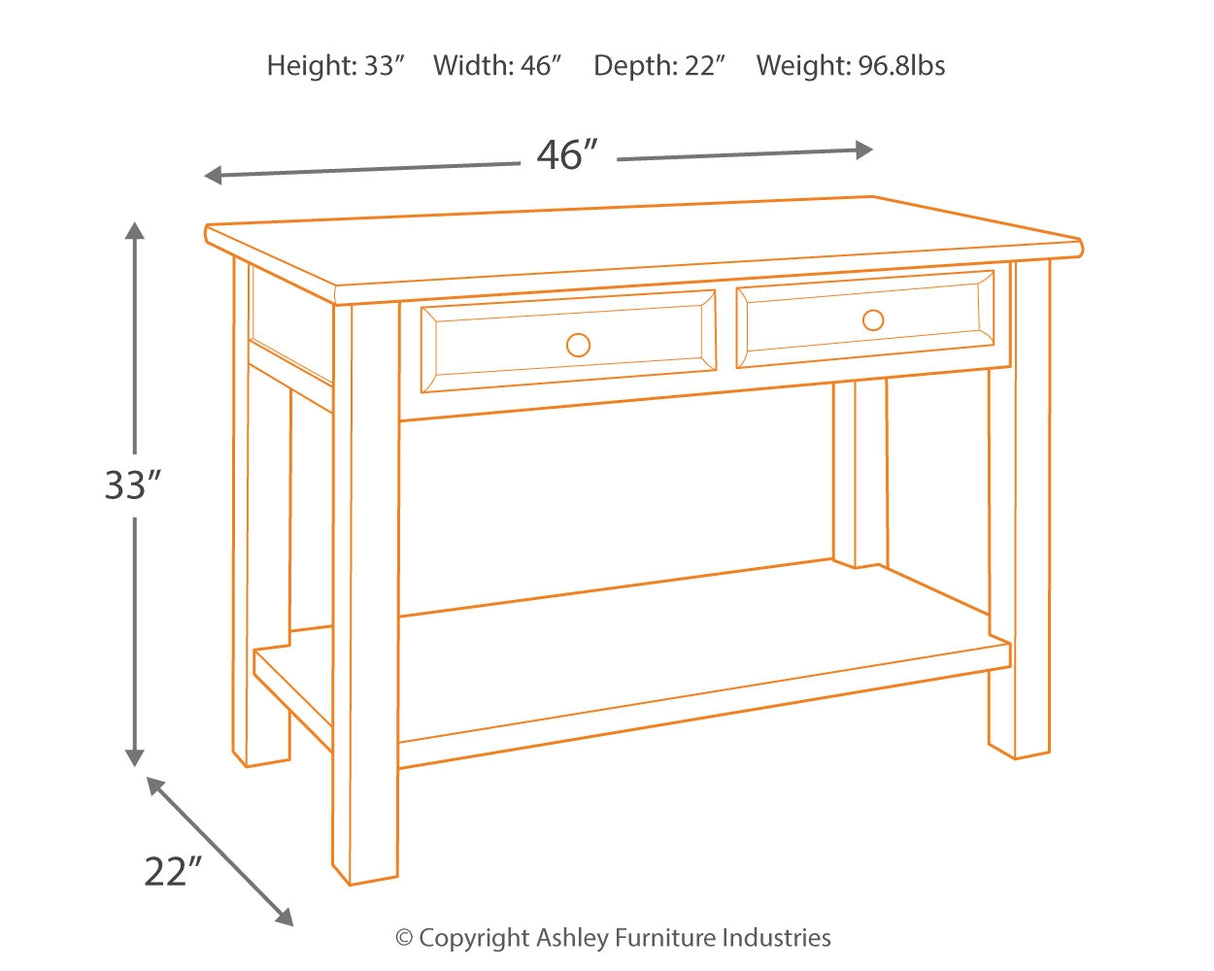 Tyler Grayish Brown/Black Creek Sofa/Console Table