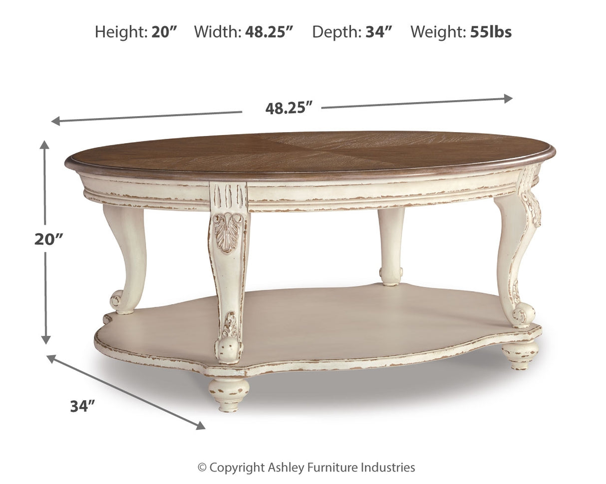 Realyn Coffee Table and 2 End Tables