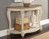 Realyn White/Brown Sofa Table