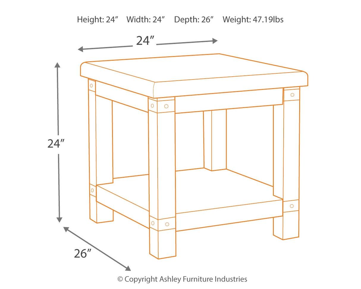 Carynhurst White Wash Gray End Table