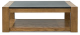 Quentina Light Brown/Black Lift Top Coffee Table