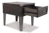 Todoe Dark Gray End Table With Usb Ports & Outlets