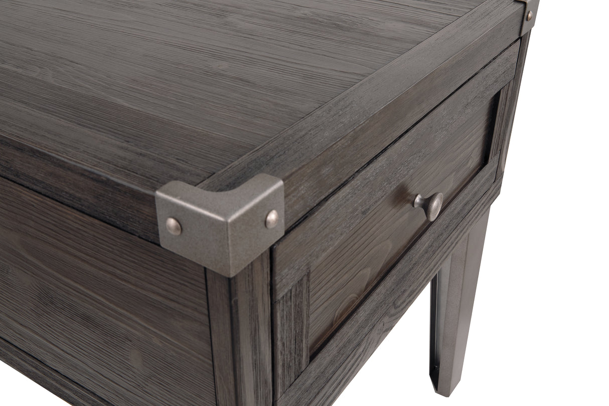 Todoe Dark Gray End Table With Usb Ports & Outlets