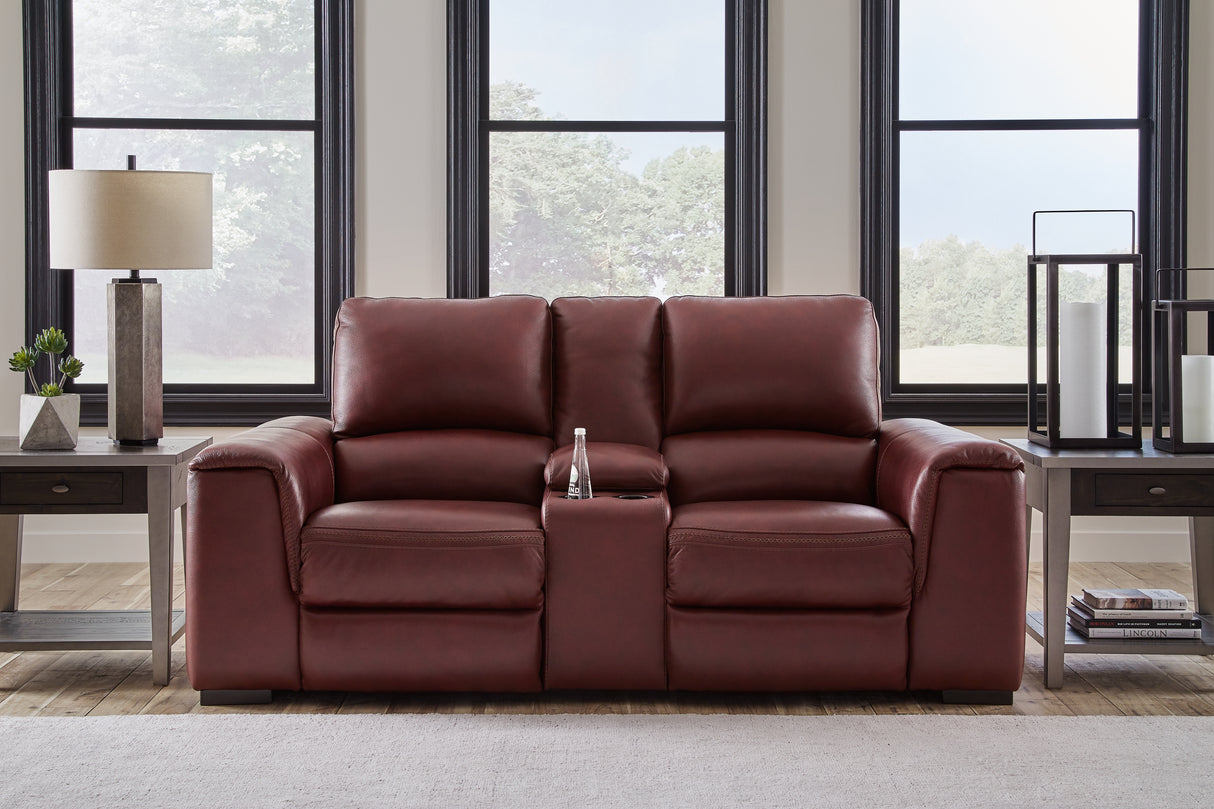 Alessandro Garnet Power Reclining Loveseat With Console