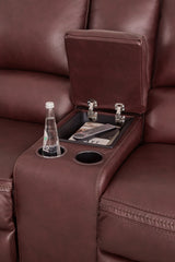 Alessandro Garnet Power Reclining Loveseat With Console