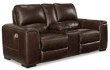 Alessandro Walnut Power Reclining Loveseat With Console