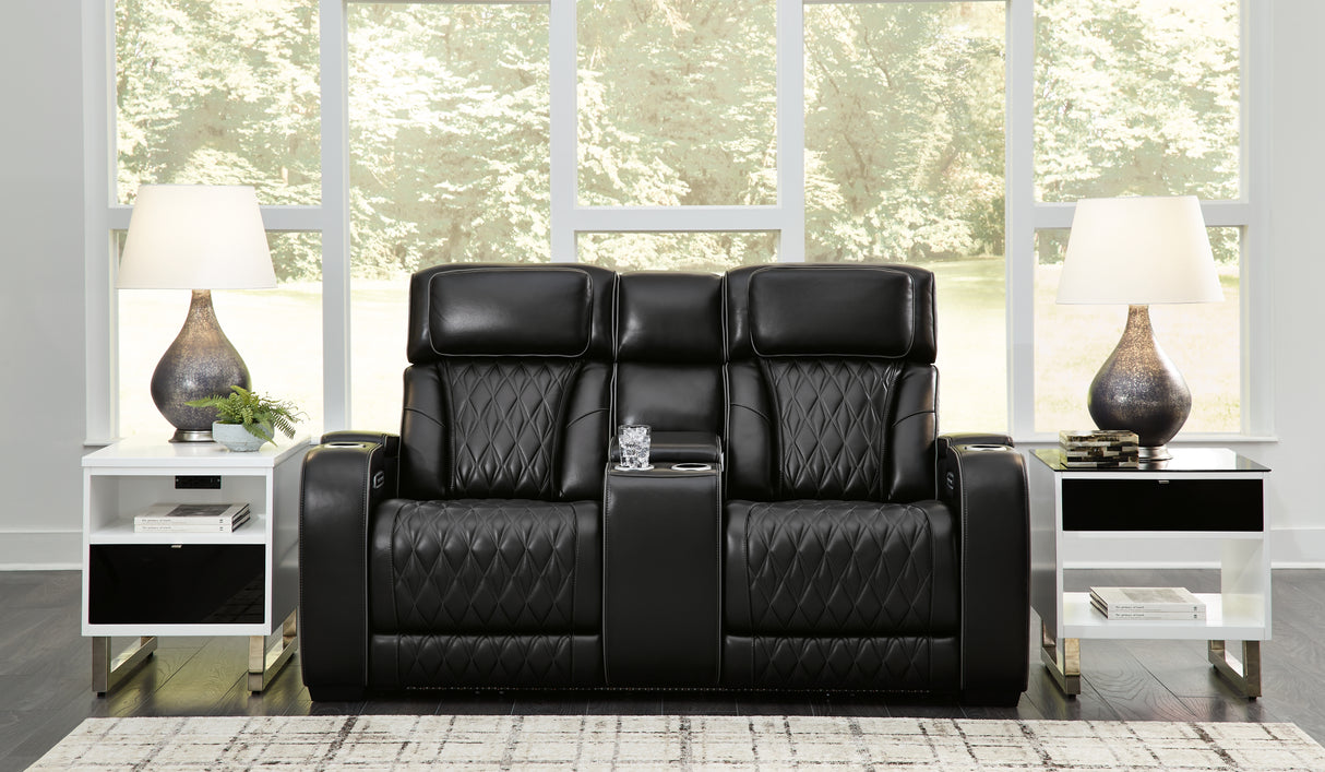 Boyington Black Power Reclining Loveseat With Console